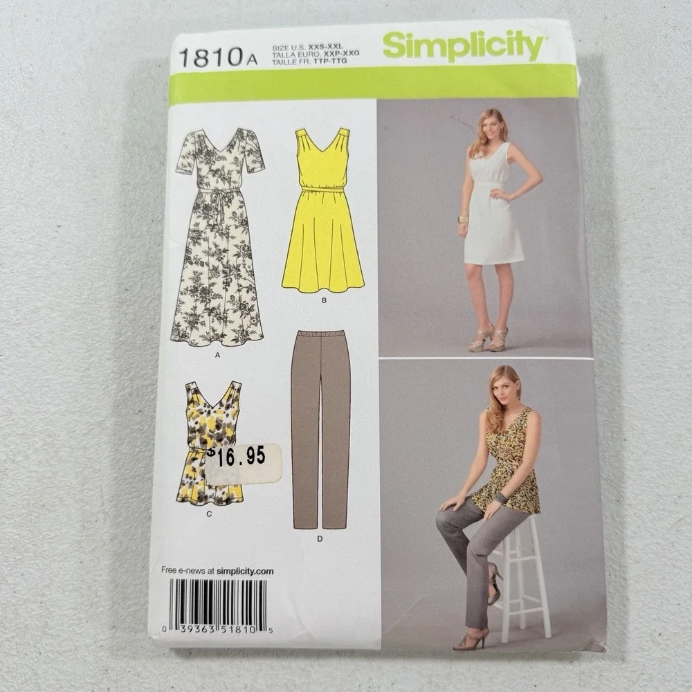 Simplicity 1810 Misses' Dress Pants & Top Sewing Pattern Size XXS-XXL‎ Uncut